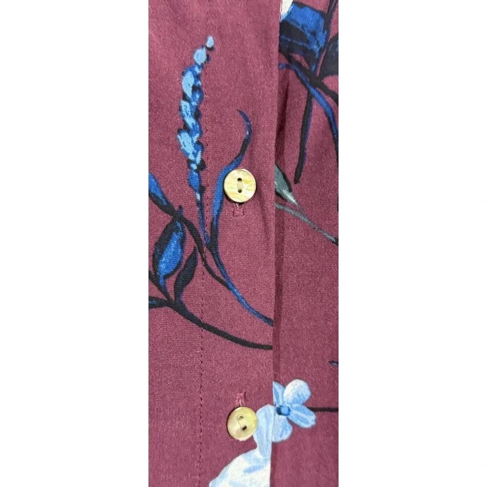J‎ Jill Blouse Top 1X Purple Floral Rayon Button Up 3/4 Sleeve Back Tie